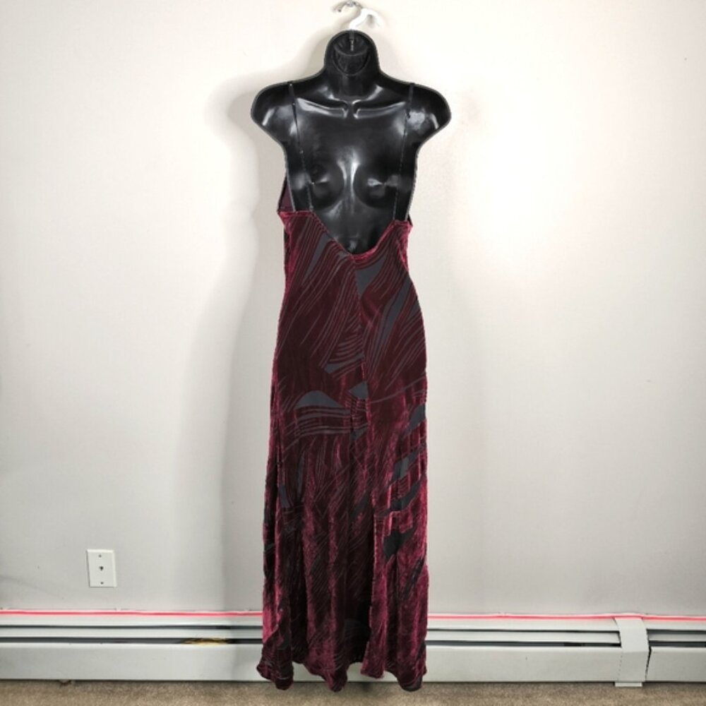 Vintage Y2K 2000s Burnout Velvet Velour Vamp Whismigoth Dark Fairy Midi Dress M - Picture 2 of 8